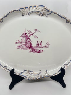 Herend Porcelain Puce Classical & Shell Bordered Platter Circa 1916