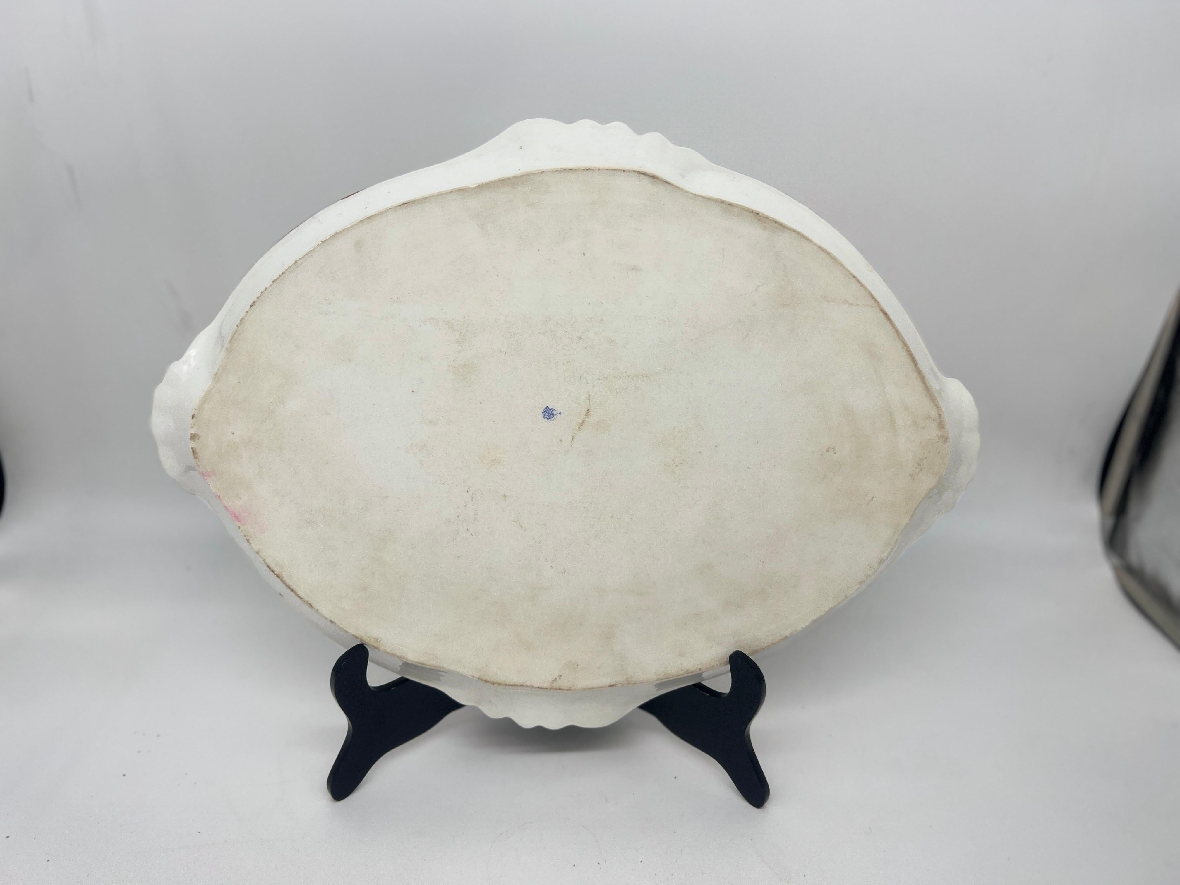 Herend Porcelain Puce Classical & Shell Bordered Platter Circa 1916 For Sale 2