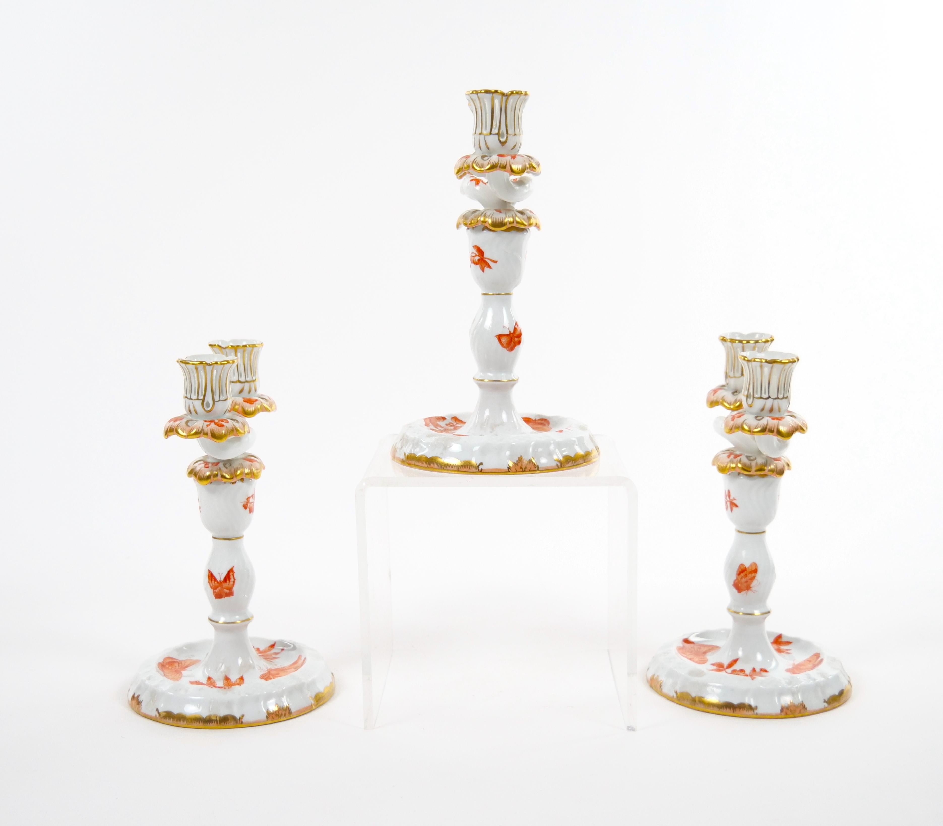 
Introducing these exquisite Herend Hungarian porcelain two-armed candelabra set of three, a true testament to craftsmanship and versatility. These exceptional pieces are meticulously crafted with meticulous attention to detail, allowing them to