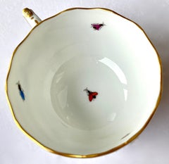Herend Porcelain Tea Cup Set Rotschild Bird, 12 pc, Circa 1960