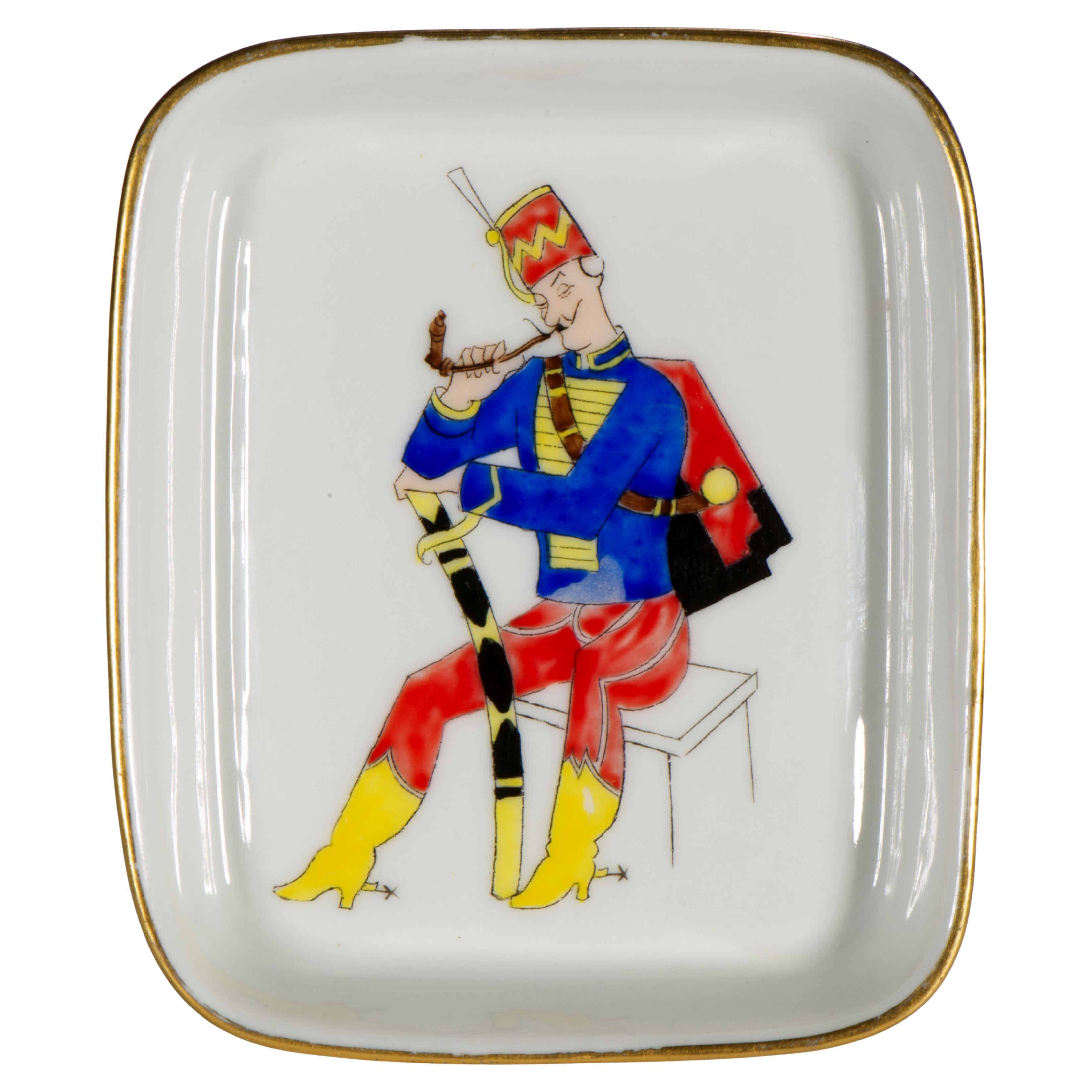 Herend Porzellan Vintage Schmucktablett, Hadik Husar Decor