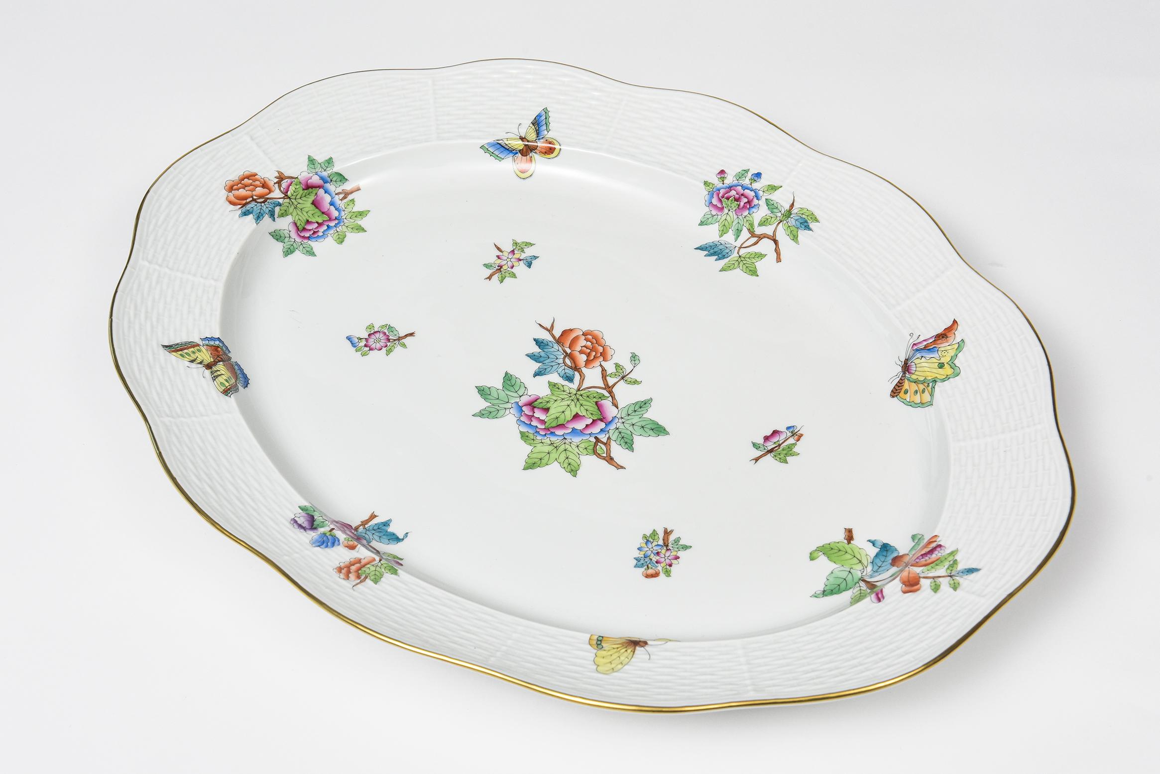 Hungarian Herend Queen Victoria Older Oval Serving Dish Platter