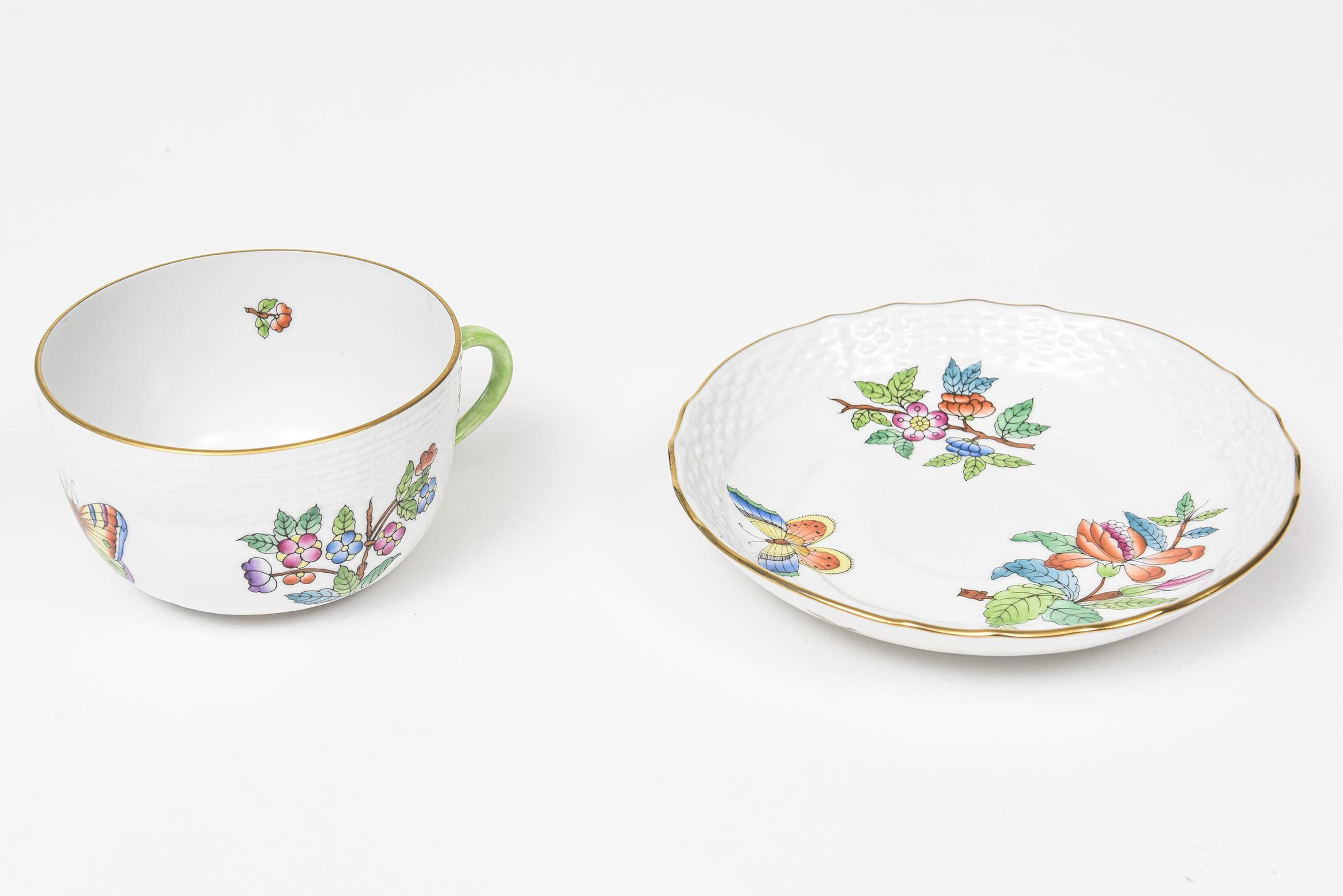 Hungarian Herend Queen Victoria Older Version Dinner China Set for 11 Plus '70 Pieces' For Sale