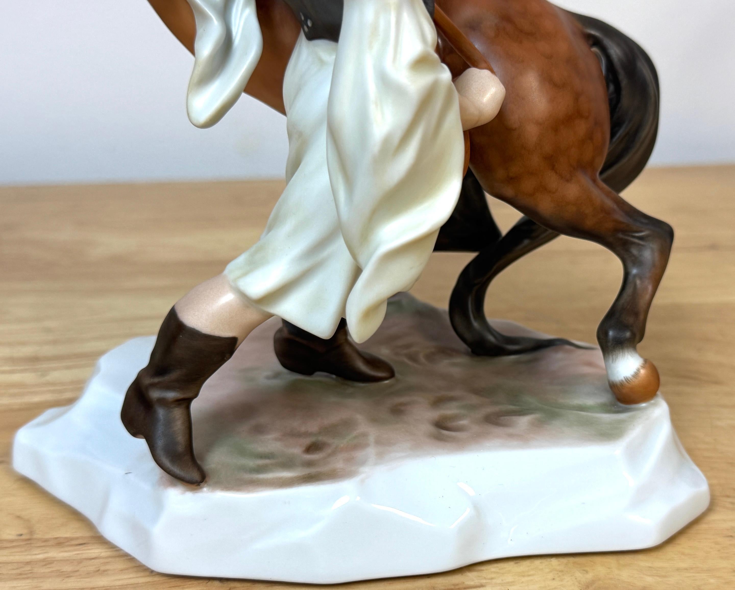 Herend Rearing Horse and Handler, Signed Horváth Attila, Hungary For Sale 9