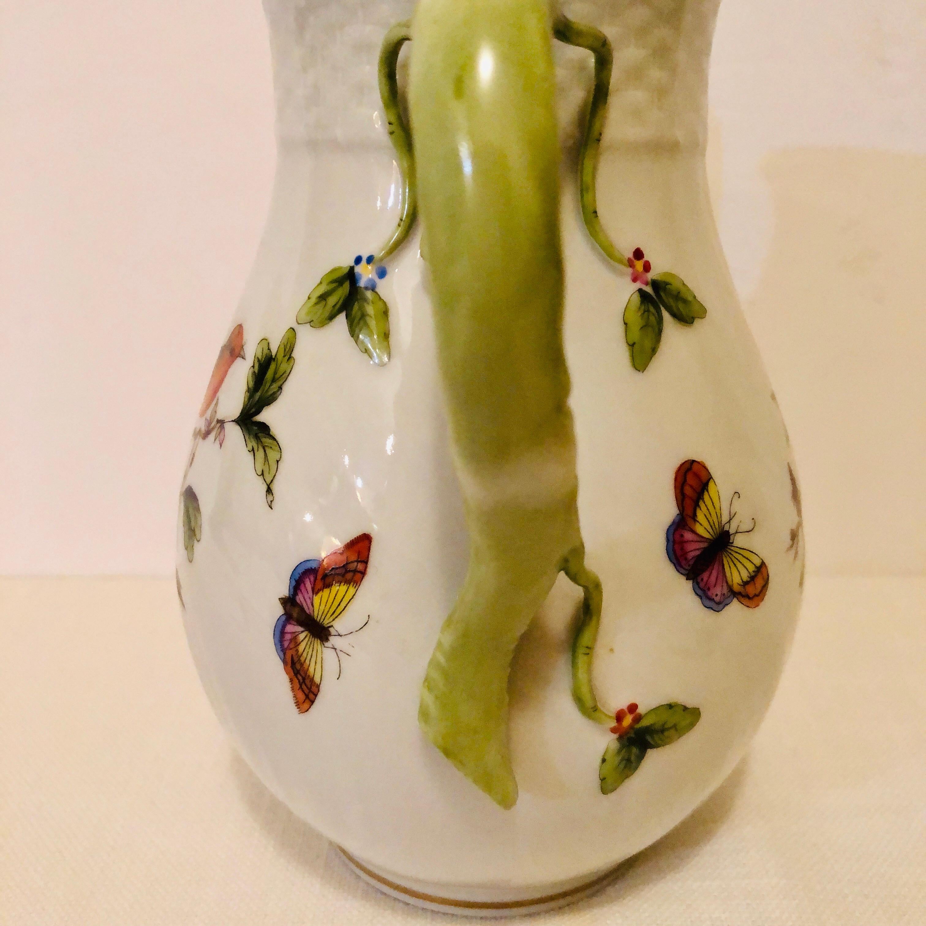 Romantic Herend Rothschild Bird Coffee Pot Hand Painted with Two Birds on Both Sides