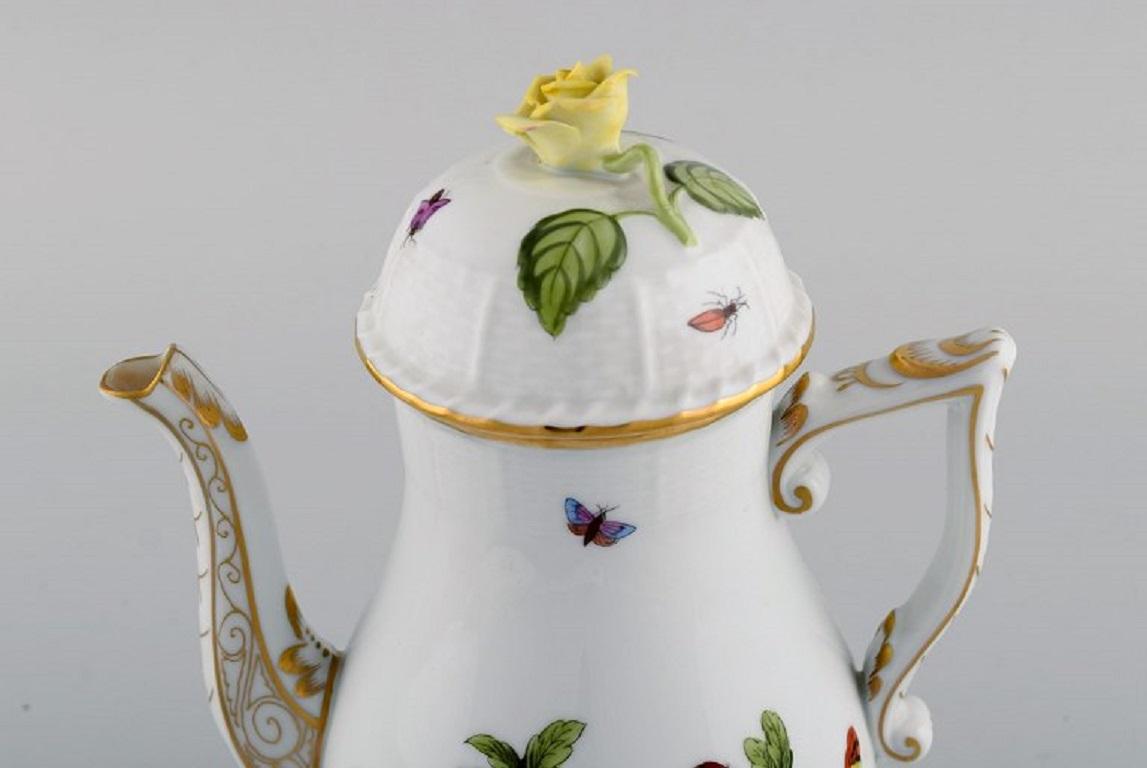 Hungarian Herend Rothschild Bird Coffee Service in Hand-Painted Porcelain for Six People