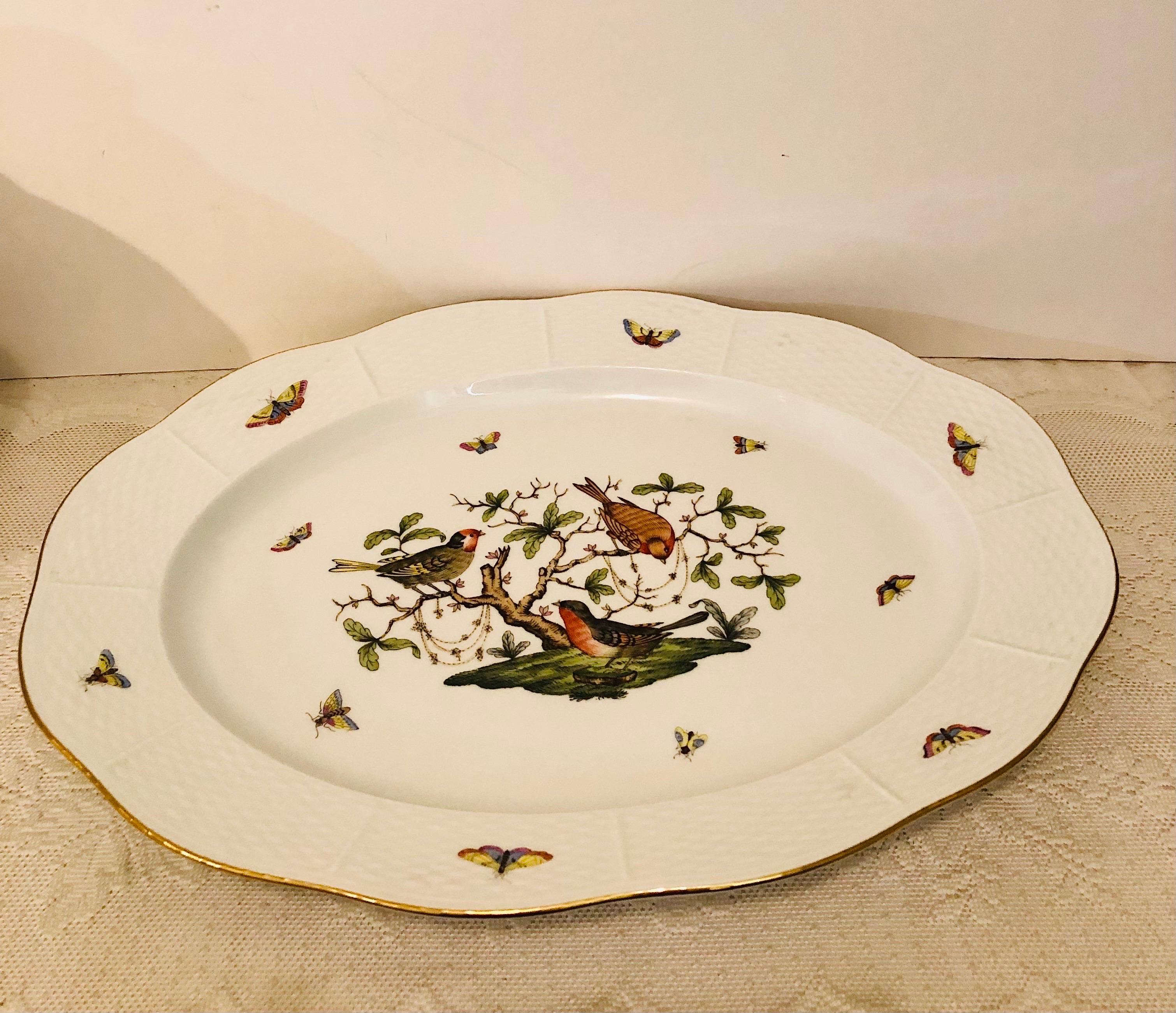 Sopera Herend Rothschild Bird de gran tamaño con asa de limón y bandeja grande 8