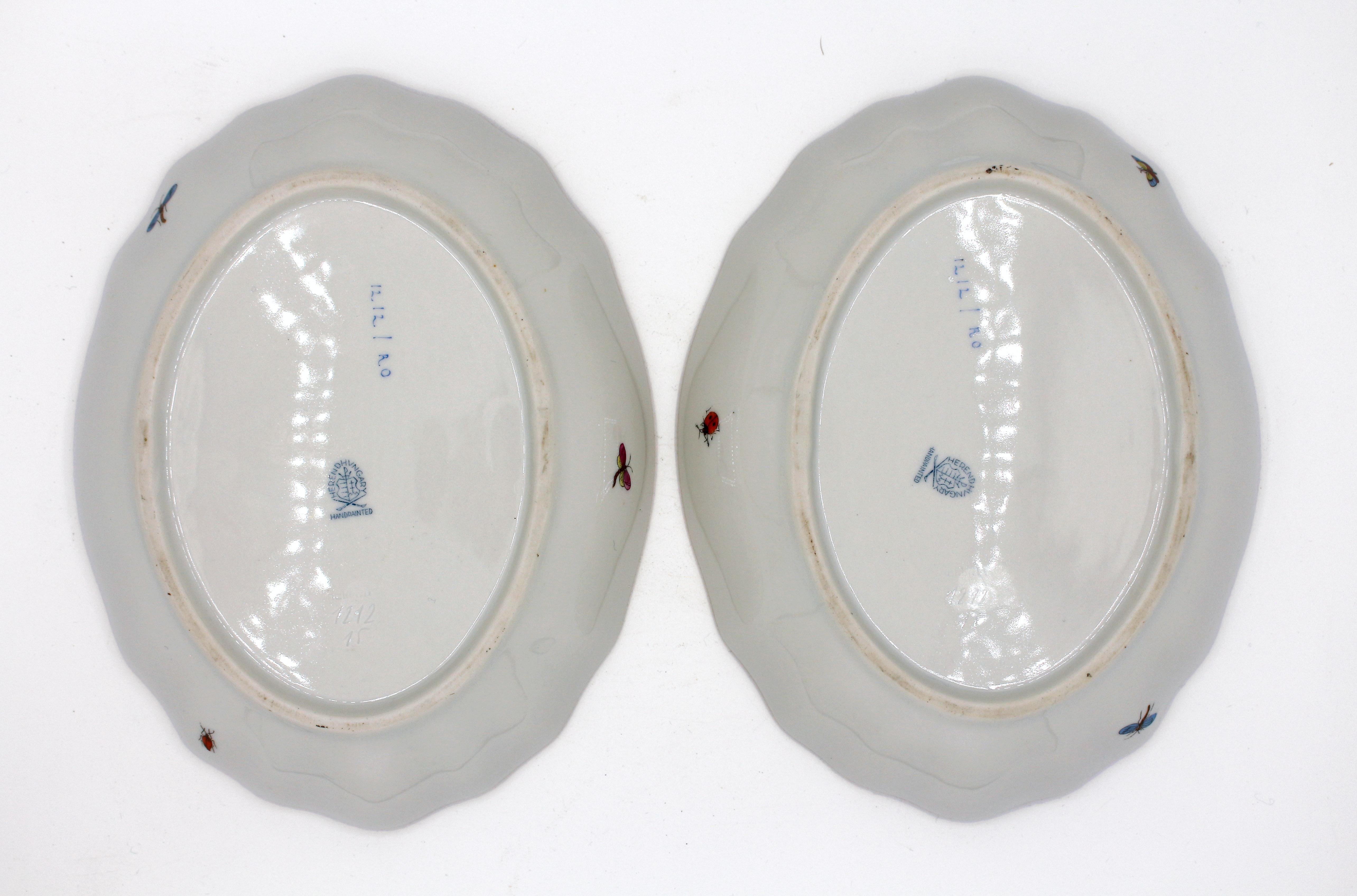 Herend Rothschild Bird Pair of Serving Dishes In Good Condition In Chapel Hill, NC