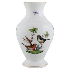 Herend Rothschild Bird Porcelain Vase with Hand-Painted Birds and Butterflies