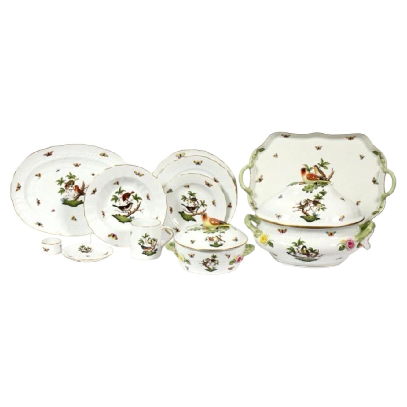 Herend Rothschild Bird Serving Set ~ 8 Pieces