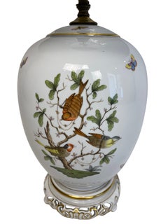 Herend Rothschild Bird White Porcelain Lamp