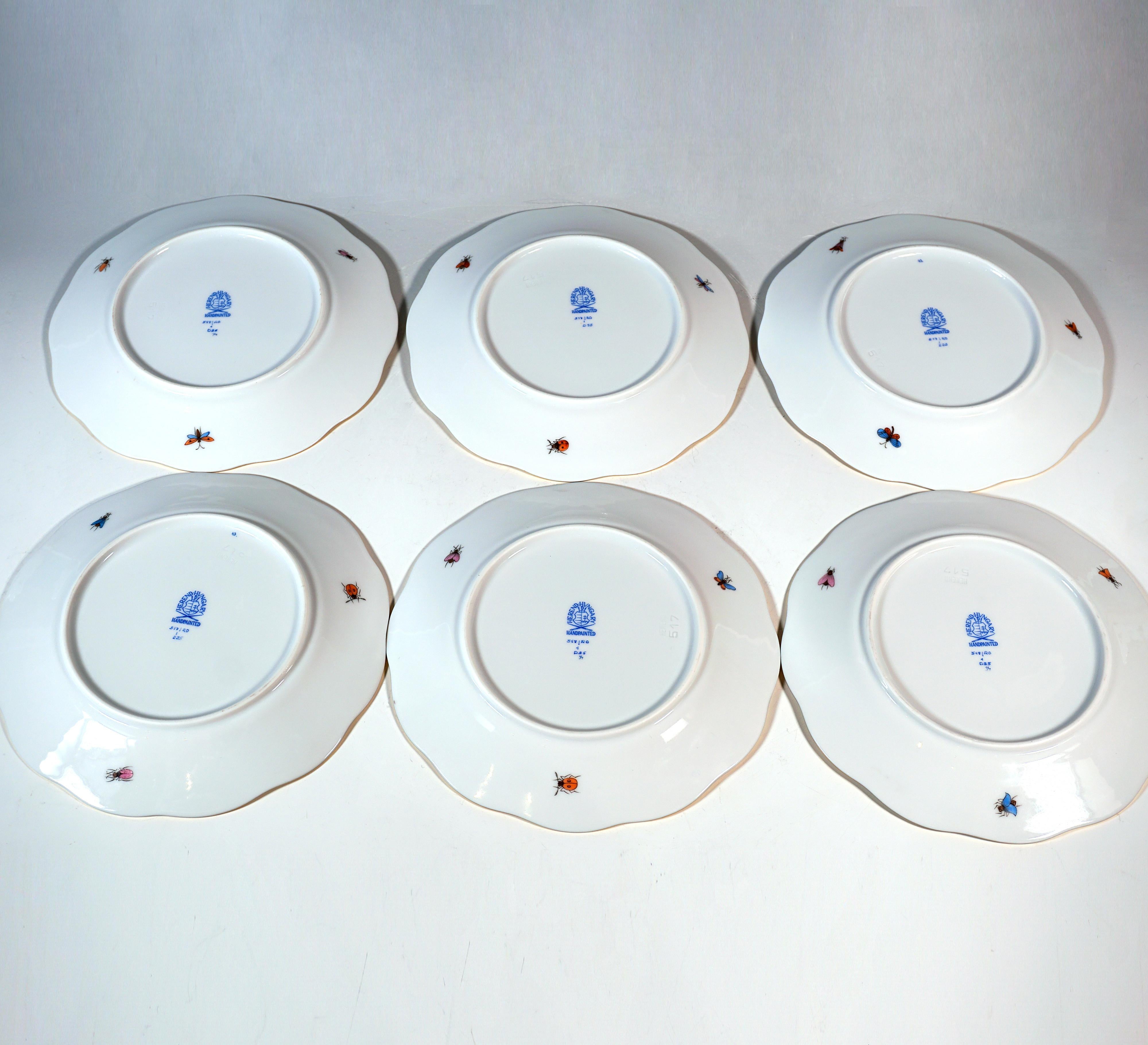 Porcelaine Herend Rothschild Oiseaux Mocha et service à dessert pour 6 personnes, Hongrie, 20e siècle en vente