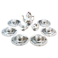 Herend Rothschild Oiseaux Mocha & Dessert Set For 6 Persons, Hungary, 20th Cent Herend Rothschild Oiseaux Mocha & Dessert Set For 6 Persons, Hungary, 20th Cent