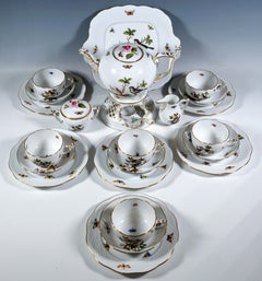 Herend Rothschild Oiseaux Tee- und Dessertset für 6 Personen, Ungarn, 20. Jahrhundert