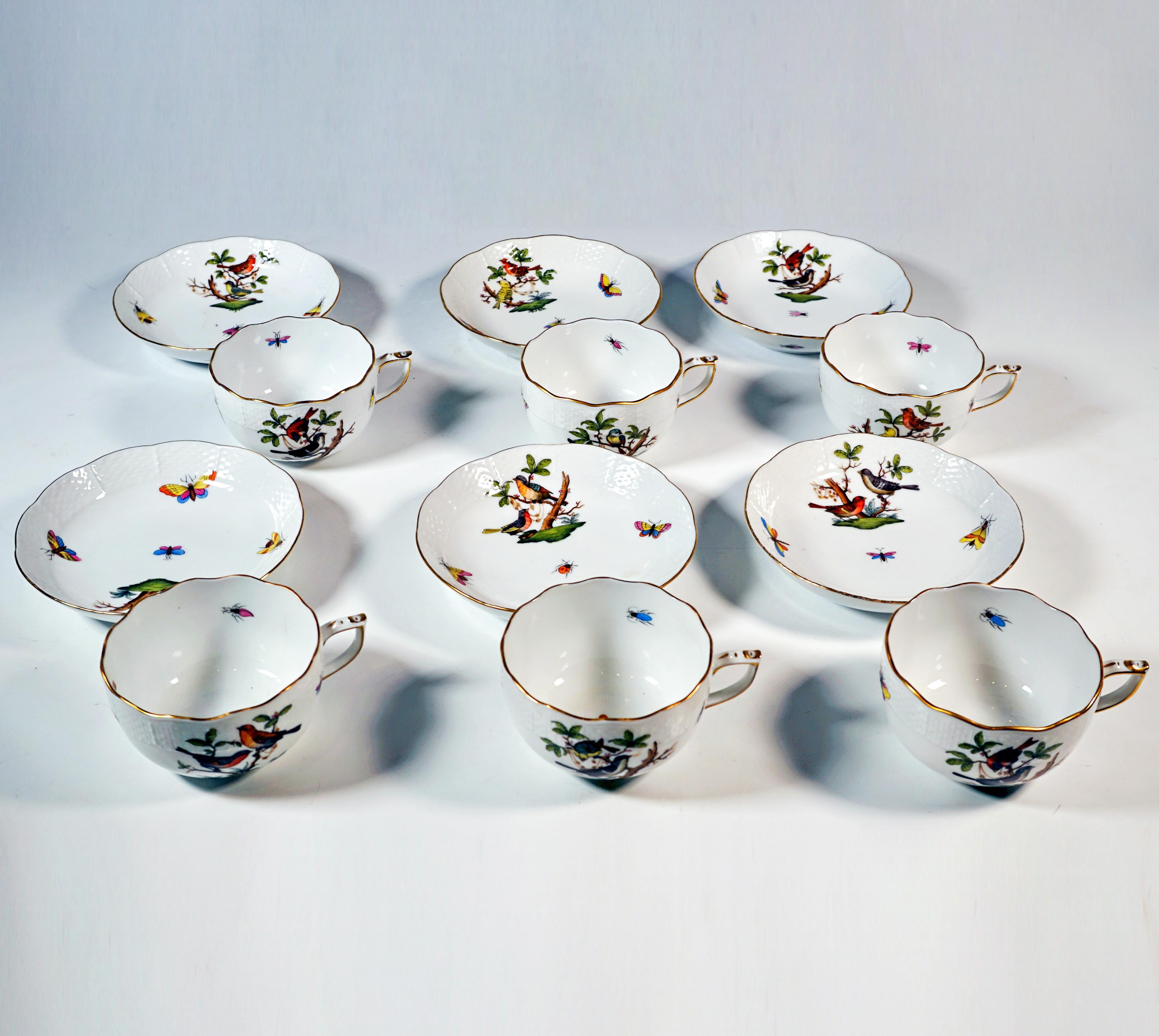 Herend Rothschild Oiseaux Service à thé et à dessert pour 6 personnes, Hongrie, 20e siècle Bon état - En vente à Vienna, AT