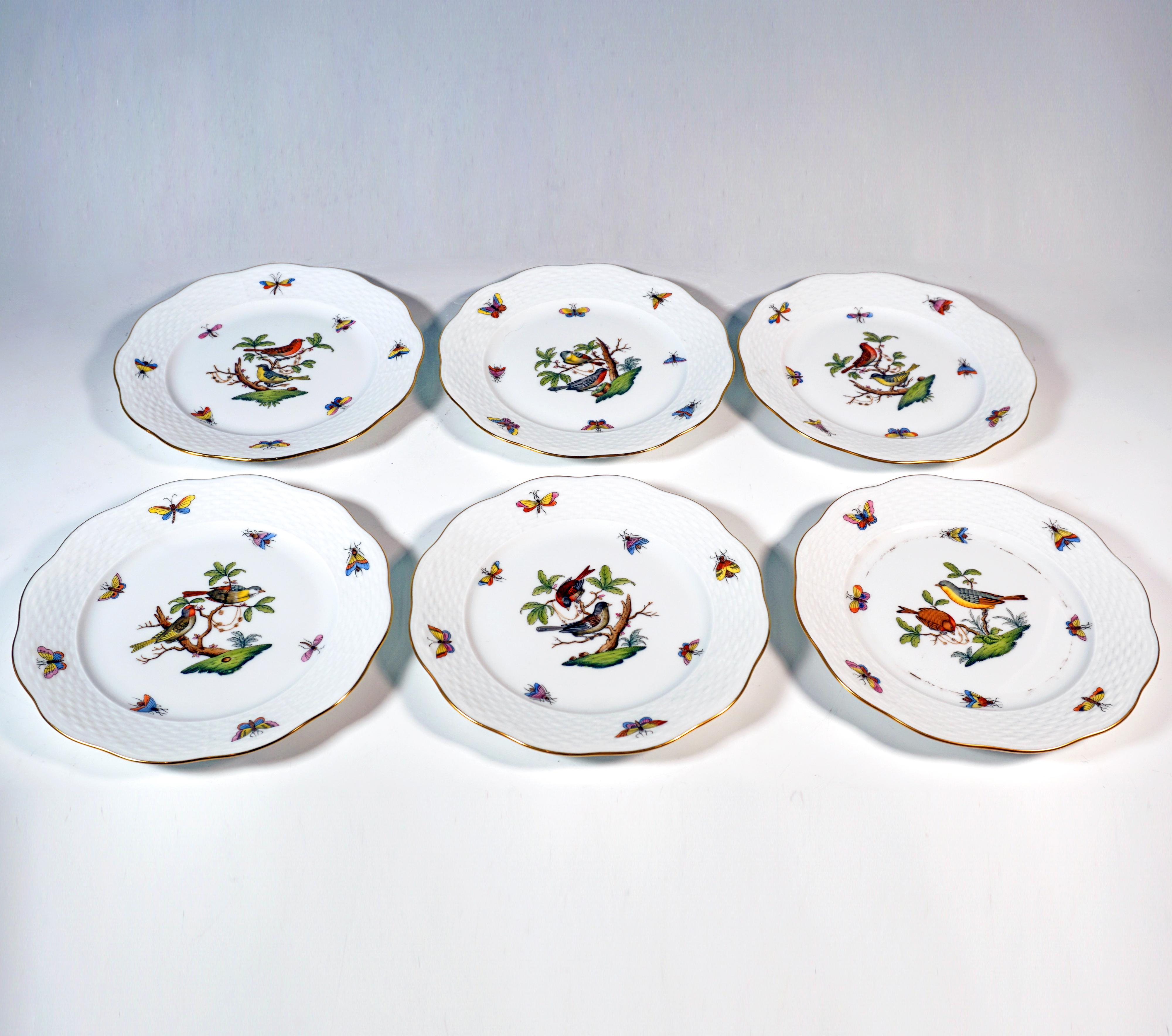 Porcelaine Herend Rothschild Oiseaux Service à thé et à dessert pour 6 personnes, Hongrie, 20e siècle en vente
