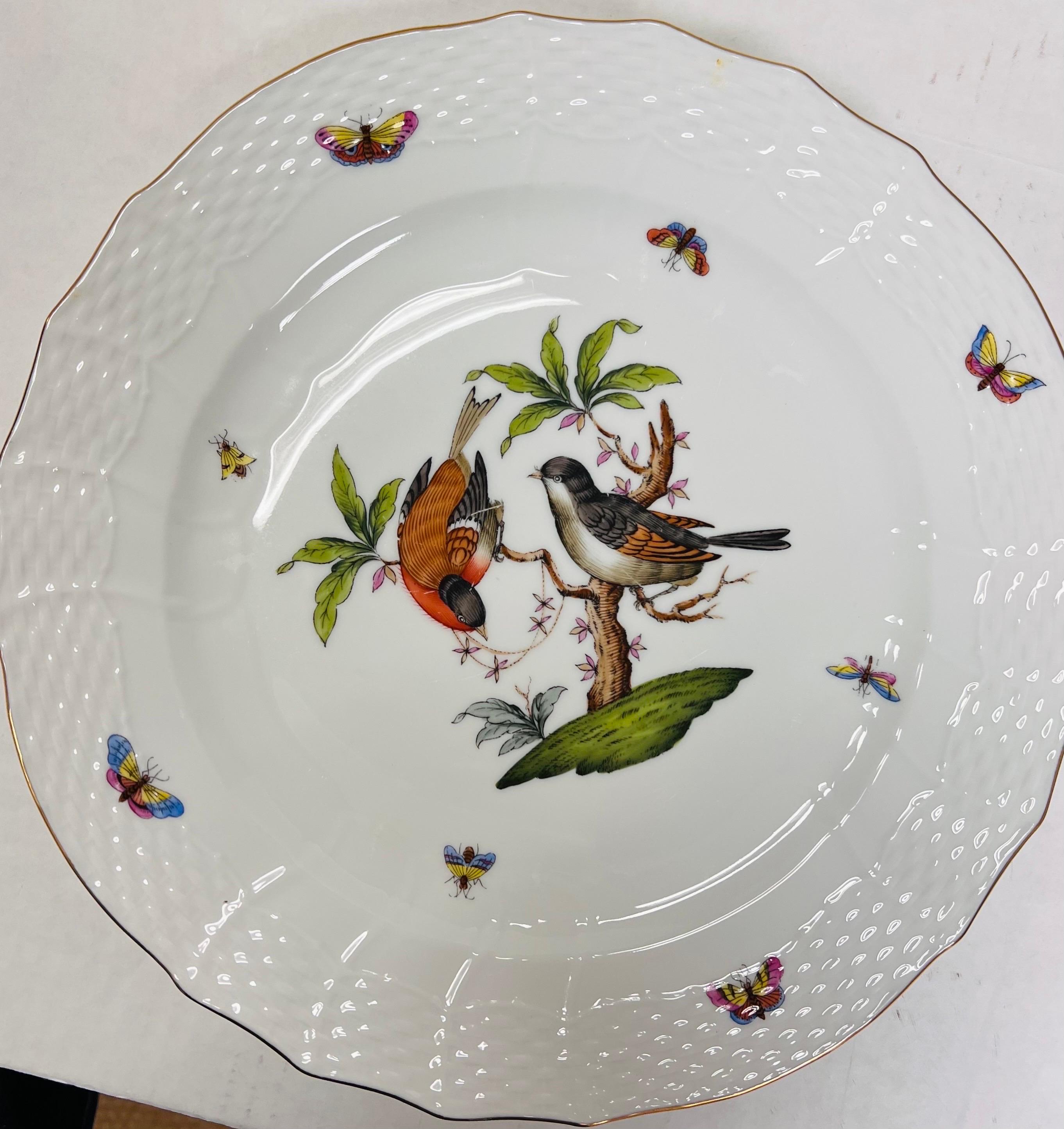 Herend Rothschild Pattern Porcelain China Mint 47 Pieces Service for 8 +++ In Good Condition In West Hartford, CT