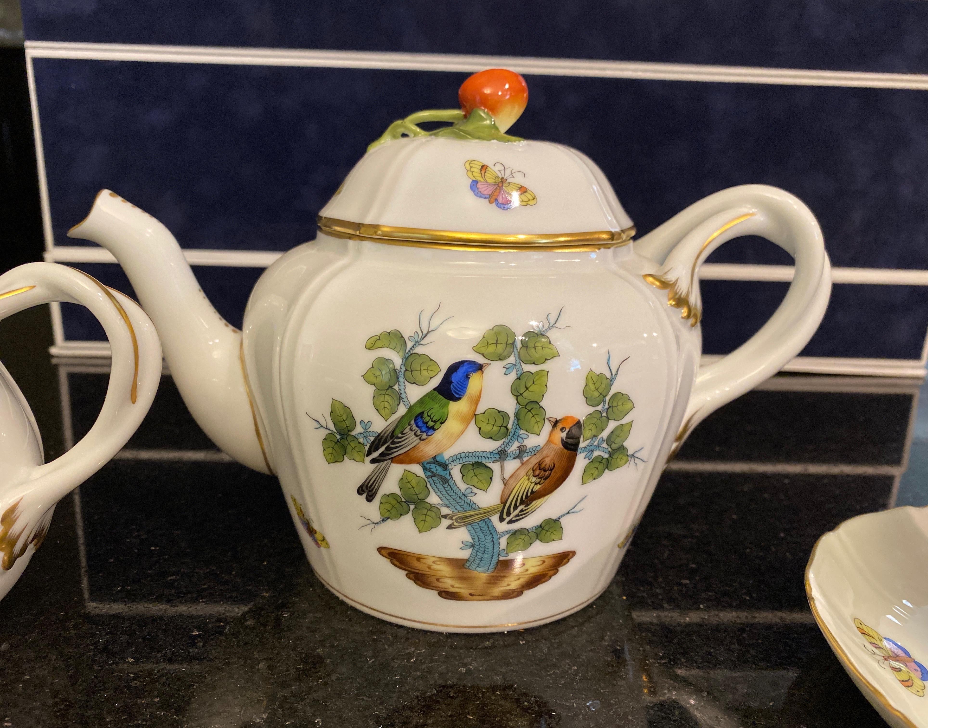 Hand-Painted Herend Rothschild Tea for Two Set