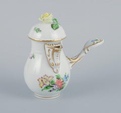 Herend, Small Chocolate Jug with Handle, Hand Painted with Flowers