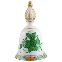 Herend Table Bell in Hand-Painted Porcelain with Floral and Gold Decoration
