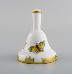 Herend Table Bell in Hand-Painted Porcelain with Flowers and Gold Decoration