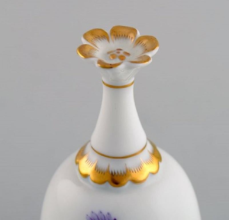 Hungarian Herend Table Bell in Hand-Painted Porcelain with Flowers and Gold Decoration For Sale