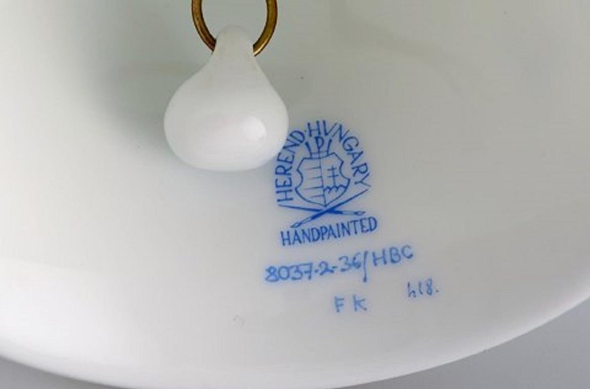 Cloche de table Herend en porcelaine peinte à la main avec fleurs et décoration en or Excellent état - En vente à Copenhagen, DK