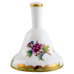 Herend Table Bell in Hand-Painted Porcelain with Flowers and Gold Decoration
