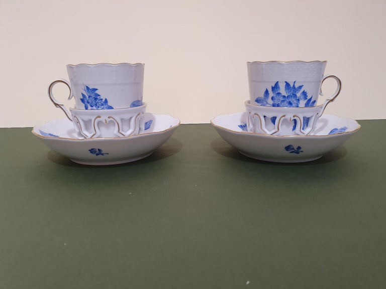 Herend "Victoria" Hand Painted Porcelain Set of Two Chocolate Cups, Hungary  2013 For Sale at 1stDibs