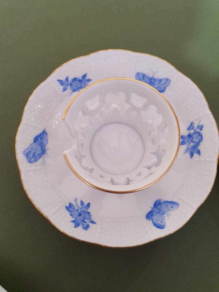 Herend "Victoria" Hand Painted Porcelain Set of Two Chocolate Cups