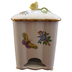 Herend "Victoria" Hand Painted Porcelain Tea Bags Box, Hungary, Modern