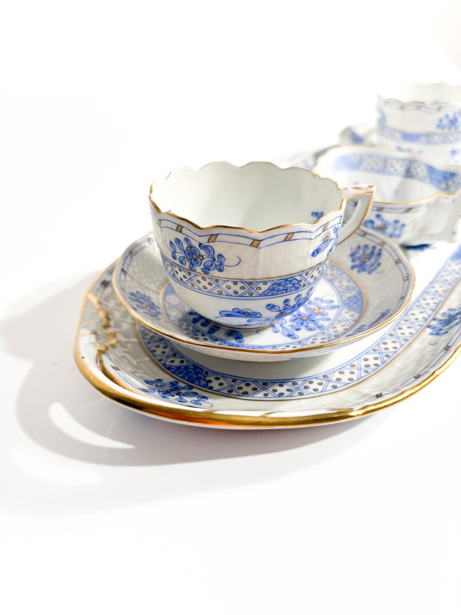 Mid-20th Century Herend Waldstein Porcelain Tete a Tete Service from the 1950s