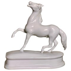 Herend White Porcelain Horse Figurine Sculpture