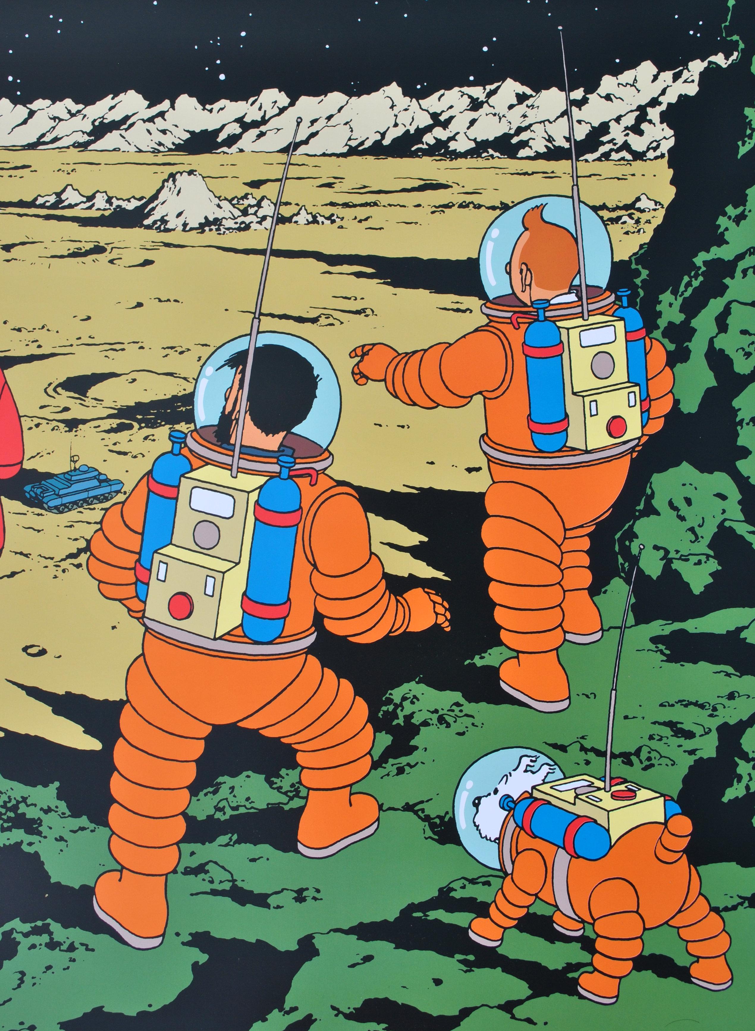 TINTIN : Explorers Of The Moon  Impression officielle (Musée de Tintin) - Noir Interior Print par Herge