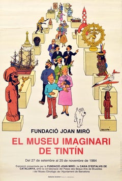 Original-Vintage-Poster, Tintin, Imaginary Museum, Joan Miro Foundation, Herge