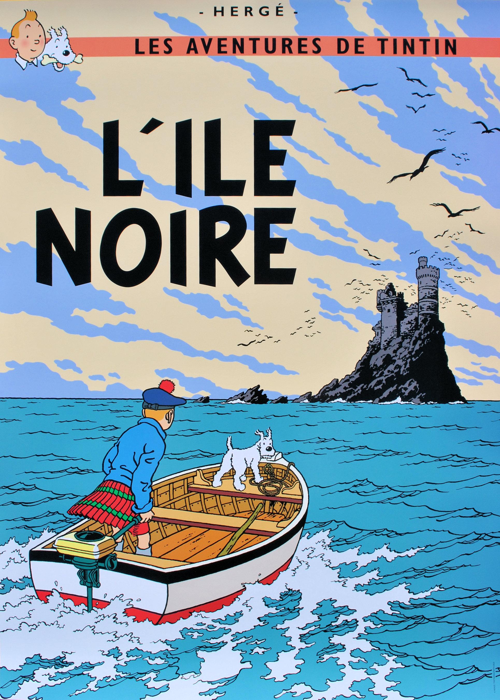 TINTIN : La Isla Negra - Impresión oficial (Museo Tintín) - Print de Herge