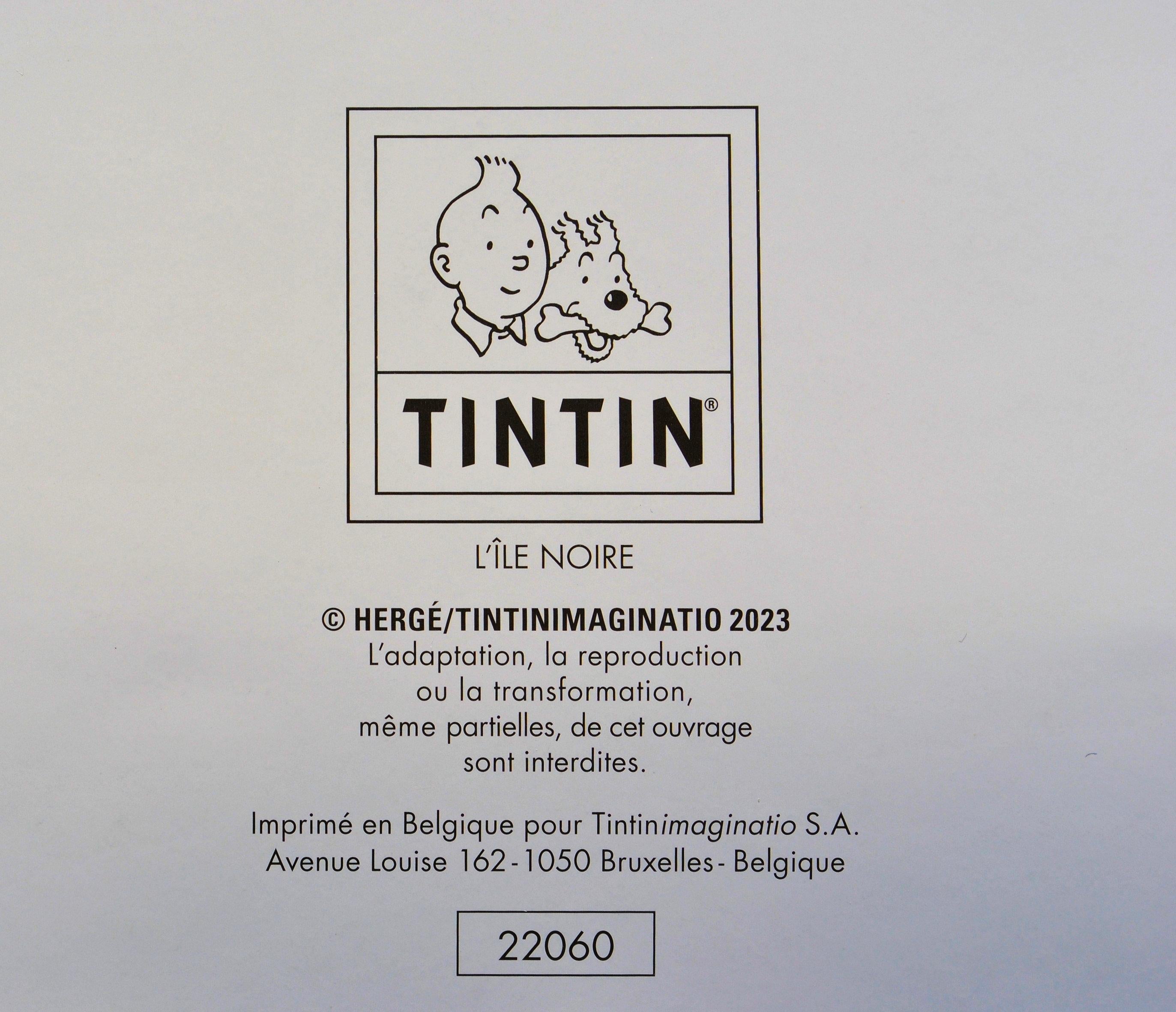 TINTIN : La Isla Negra - Impresión oficial (Museo Tintín) - Interior Print Negro de Herge