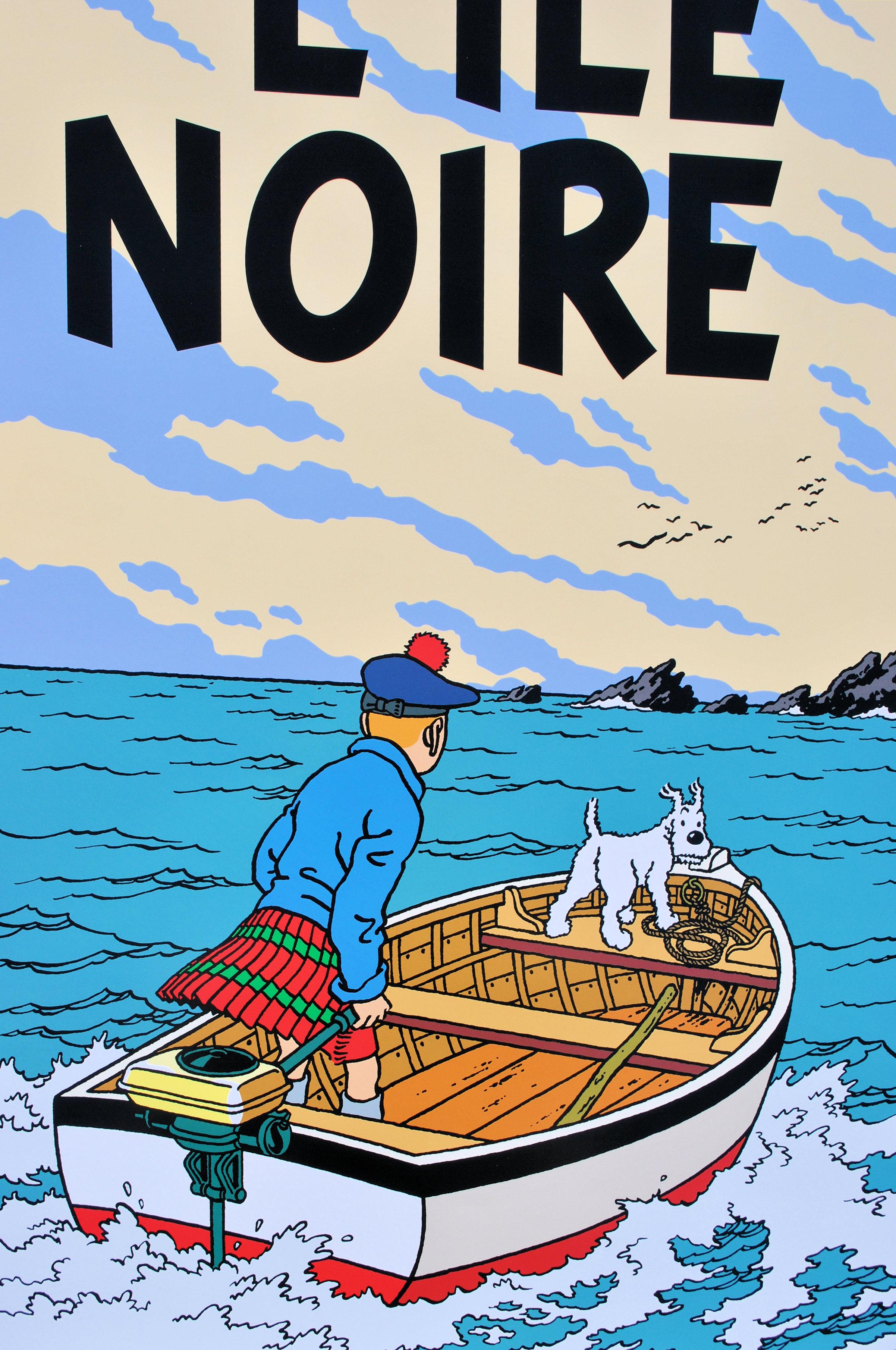 TINTIN : La Isla Negra - Impresión oficial (Museo Tintín) en venta 2
