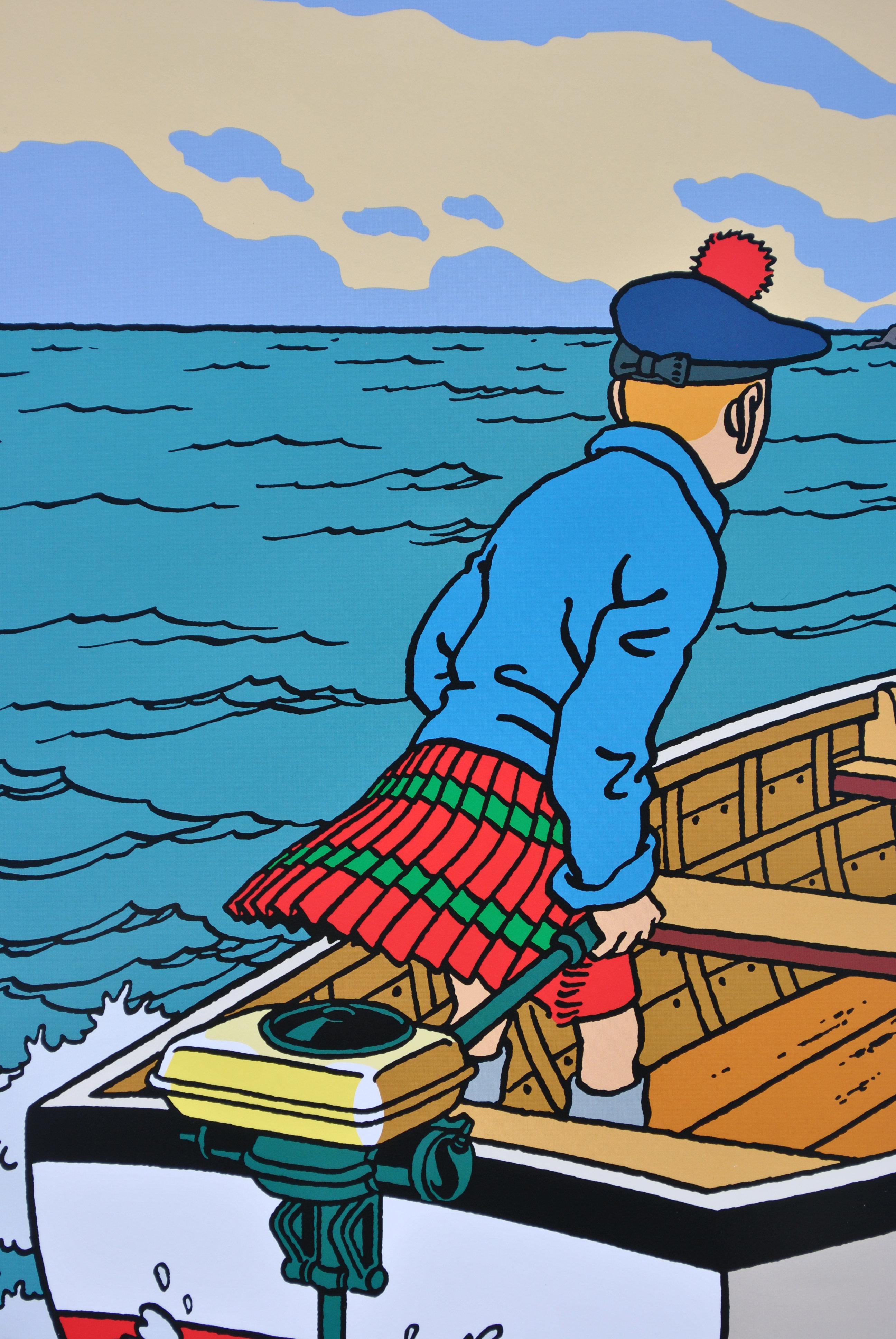 TINTIN : La Isla Negra - Impresión oficial (Museo Tintín) en venta 3