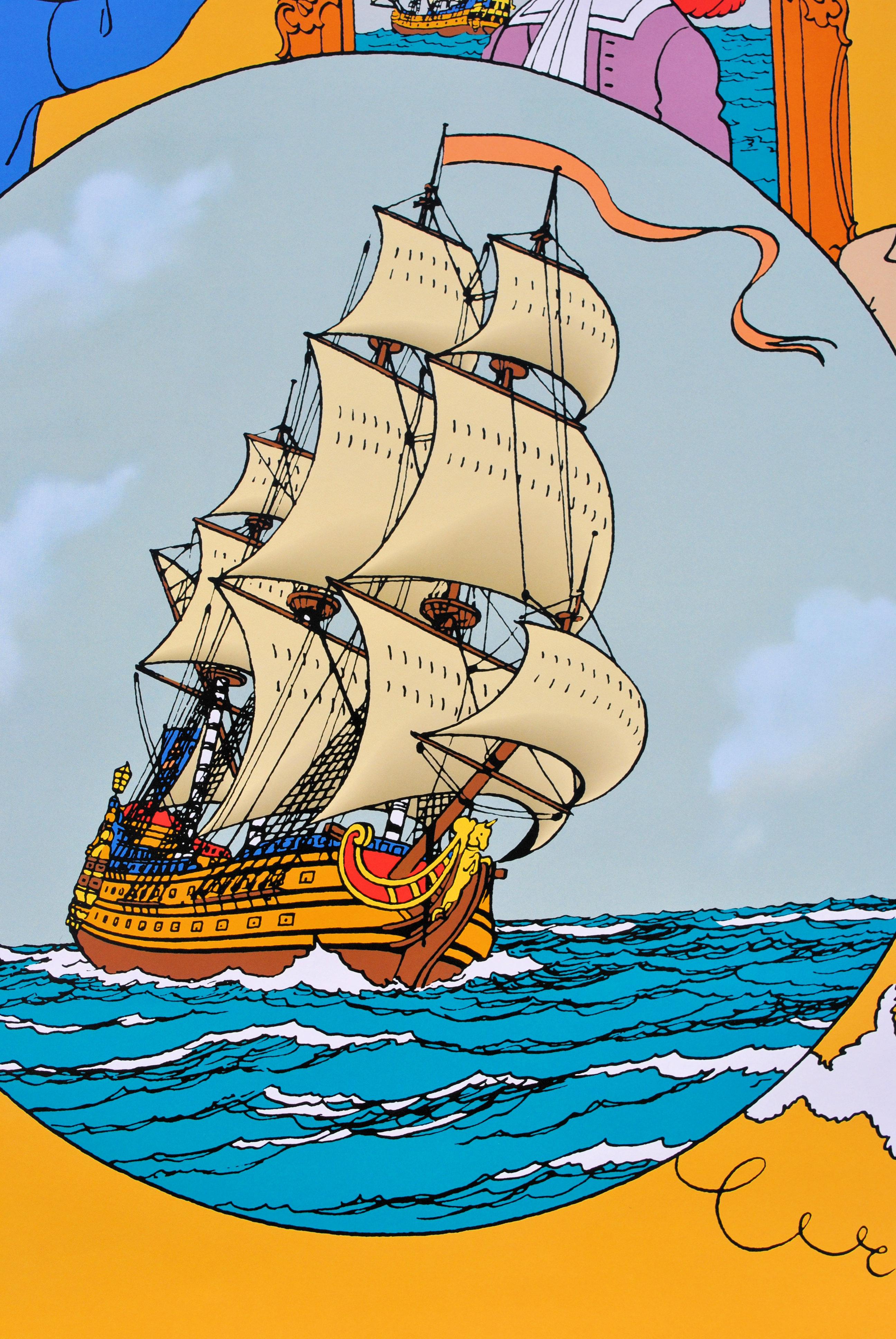 TINTIN : El Secreto Del Unicornio -  Impresión oficial (Museo Tintín) en venta 5