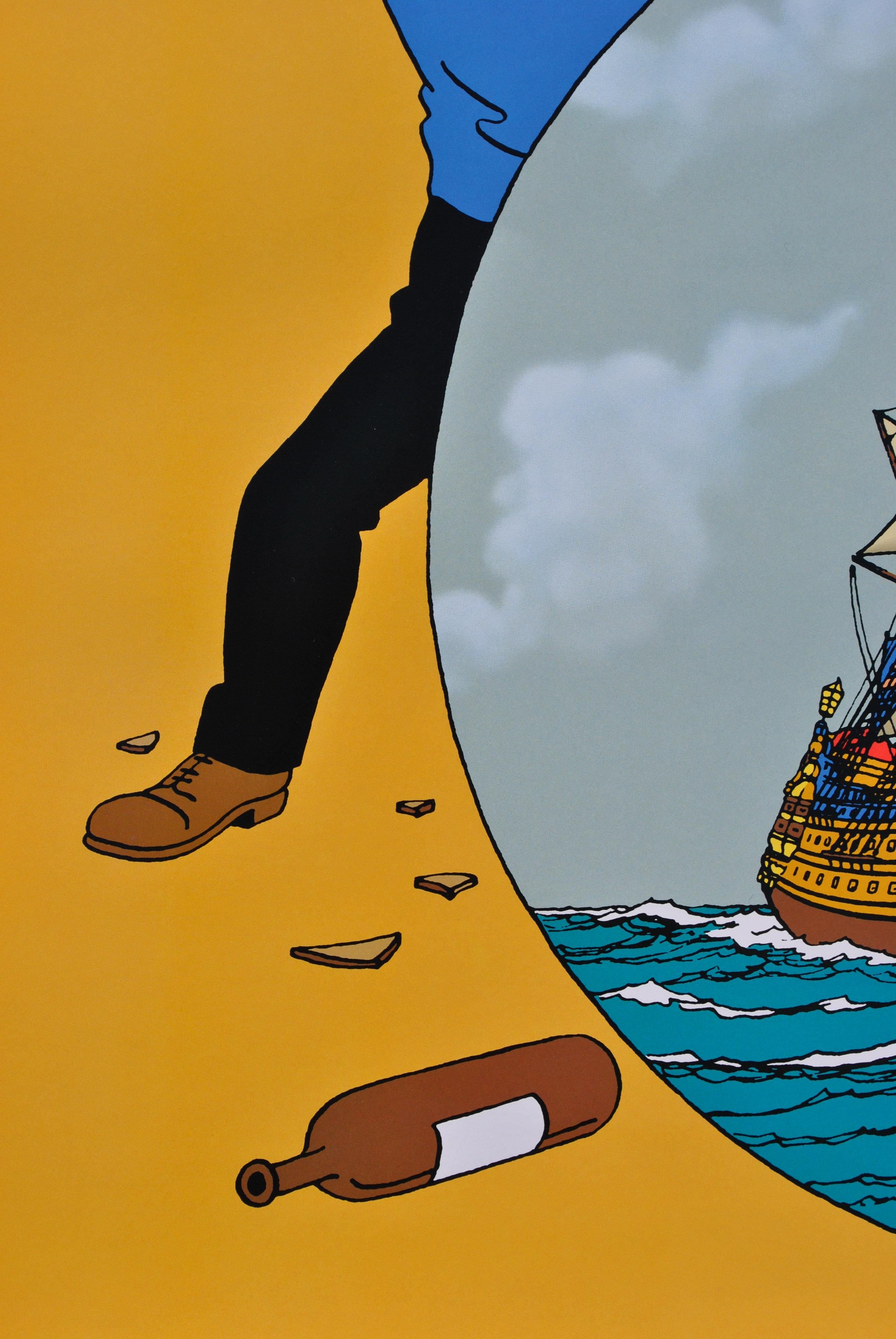 TINTIN : El Secreto Del Unicornio -  Impresión oficial (Museo Tintín) - Interior Print Naranja de Herge