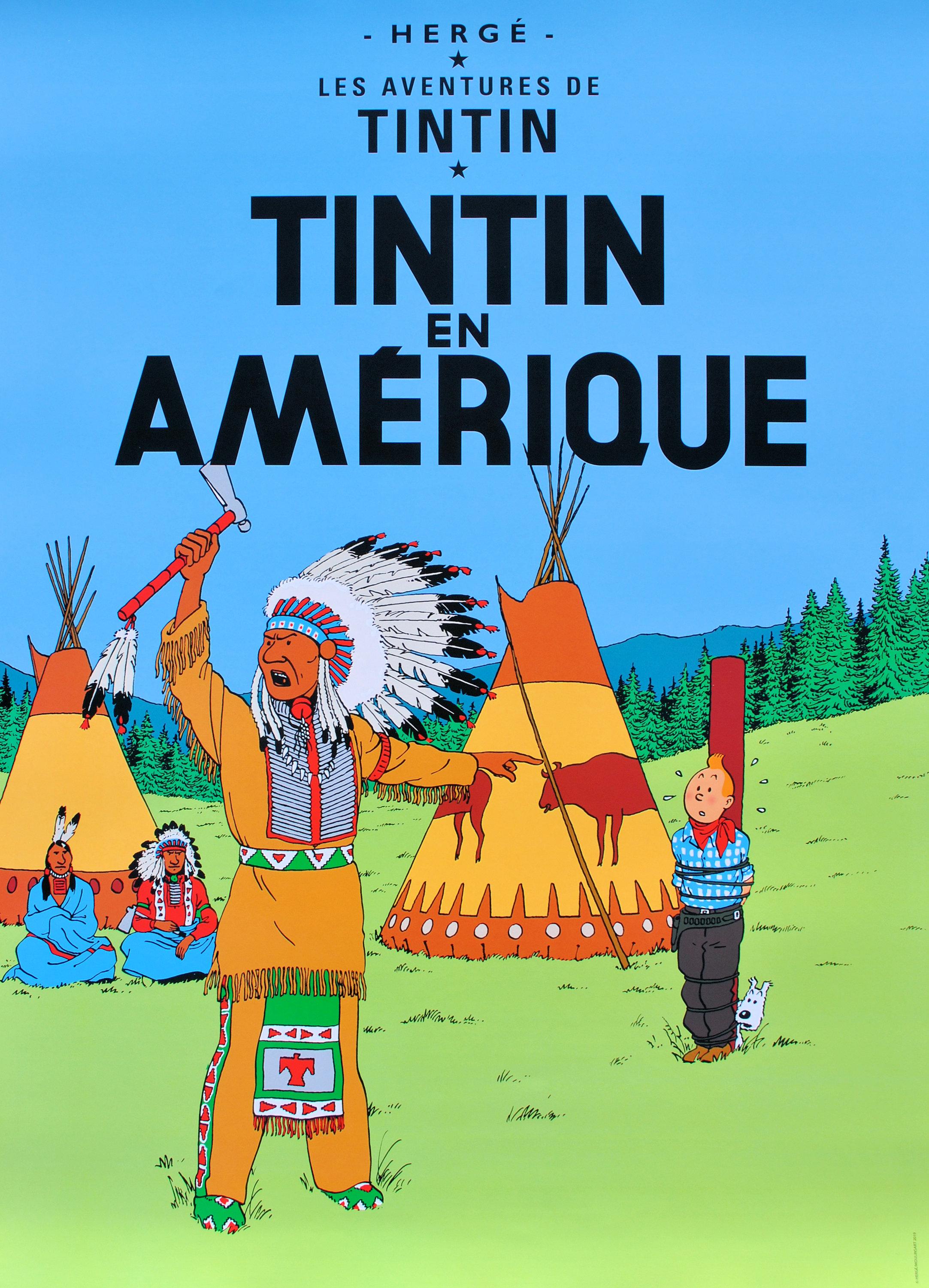 TINTIN : Tintín en América - Impresión oficial (Museo Tintín) - Print de Herge