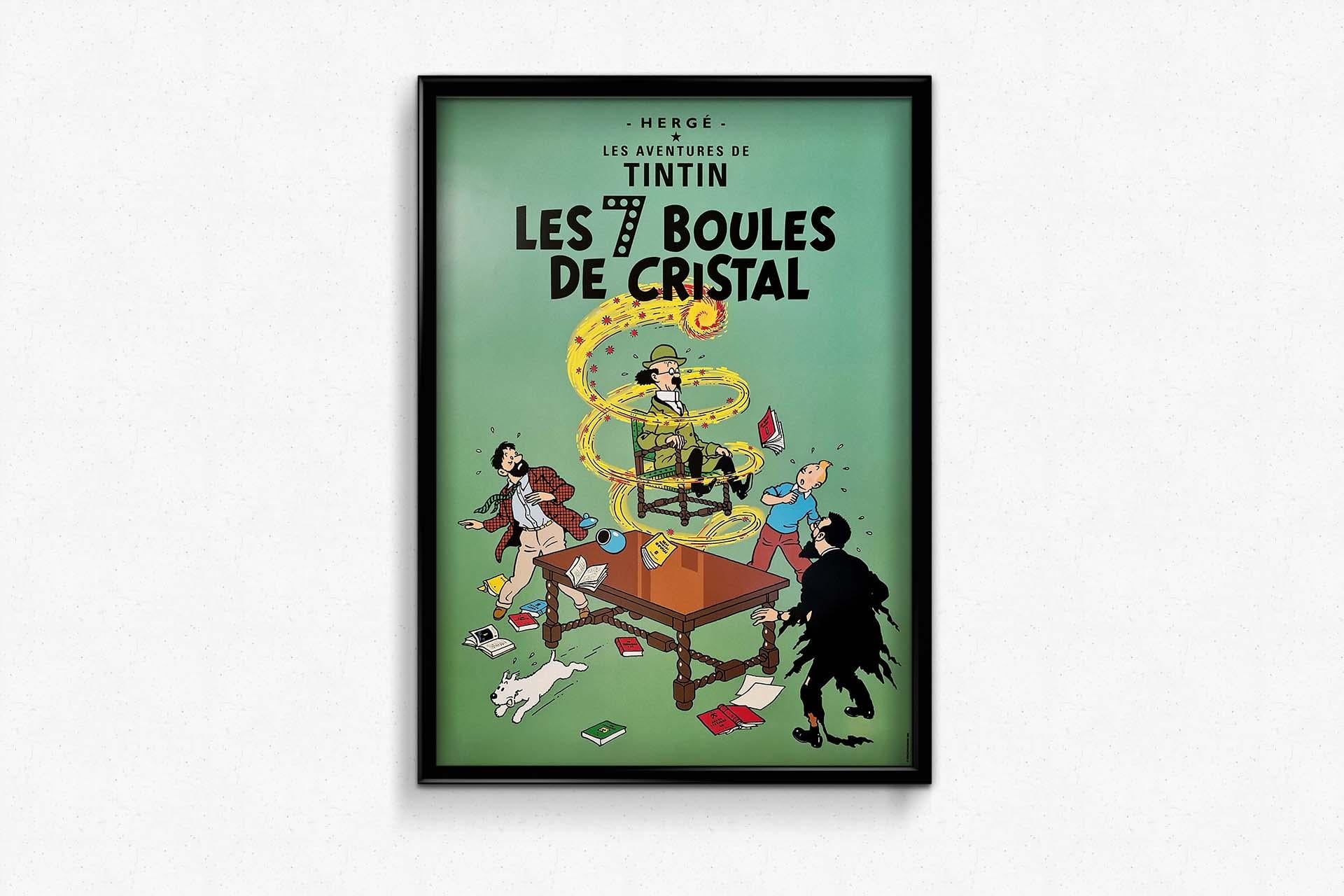 Original poster of Hergé and the adventures of Tintin. The Seven Crystal Balls  For Sale 2