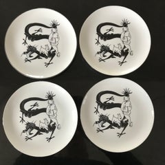 Hergé 4 Dessert Plates the Blue Lotus, 2000