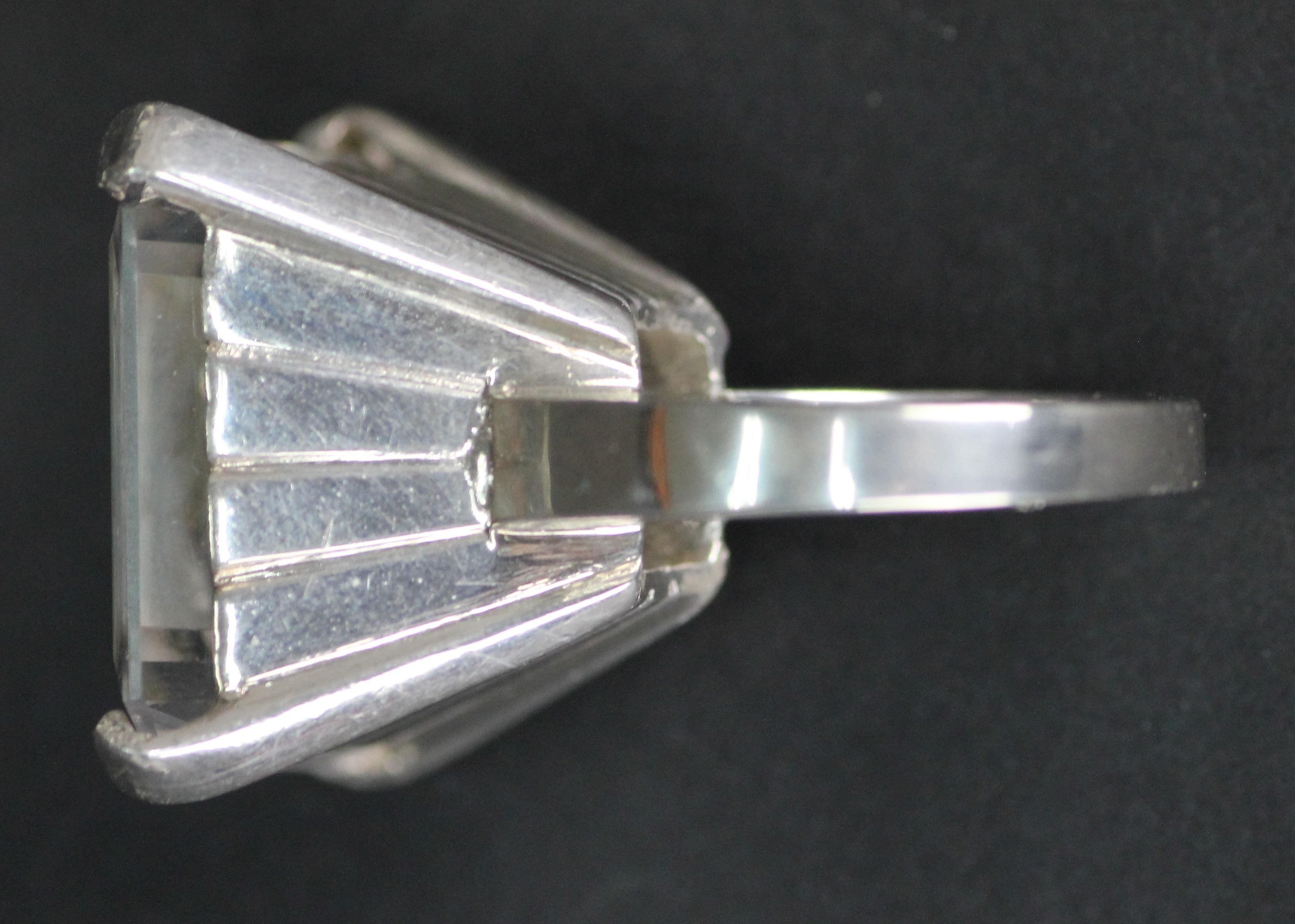 Heribert Engelbert, schwedischer modernistischer Sterling-Ring aus den 1930er Jahren mit Bergkristall im Angebot 3