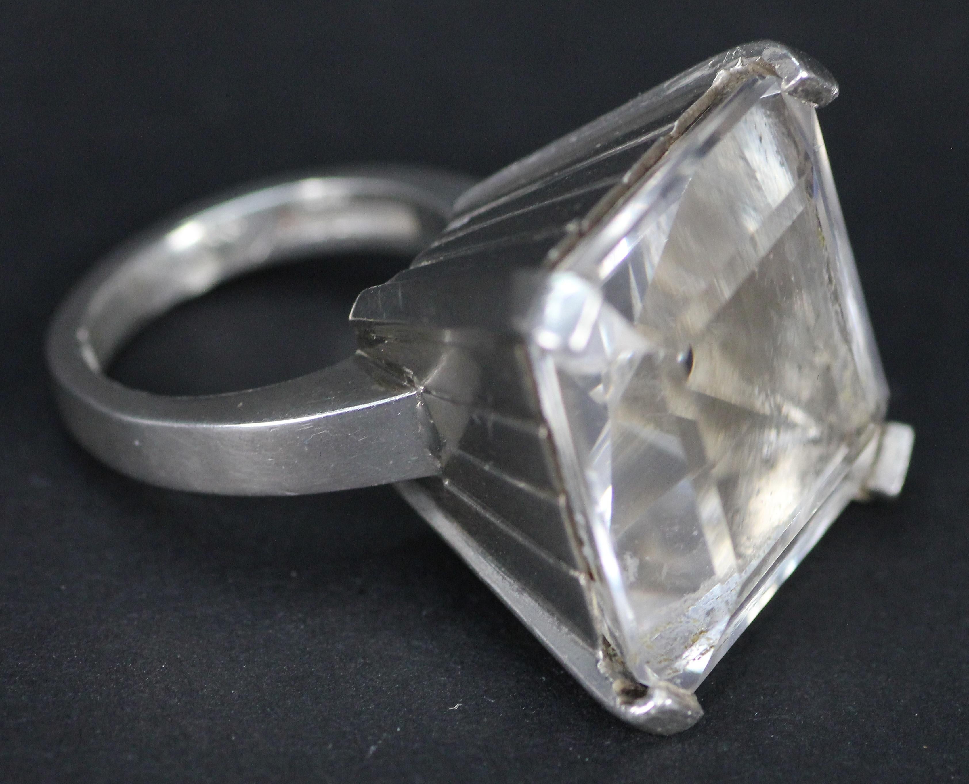 Heribert Engelbert, schwedischer modernistischer Sterling-Ring aus den 1930er Jahren mit Bergkristall im Angebot 4