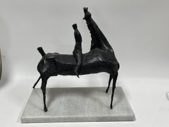 Horse Rider Modern Bronze Sculpture on Marble Base