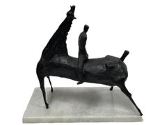 Vintage Horse Rider Bronze Sculpture
