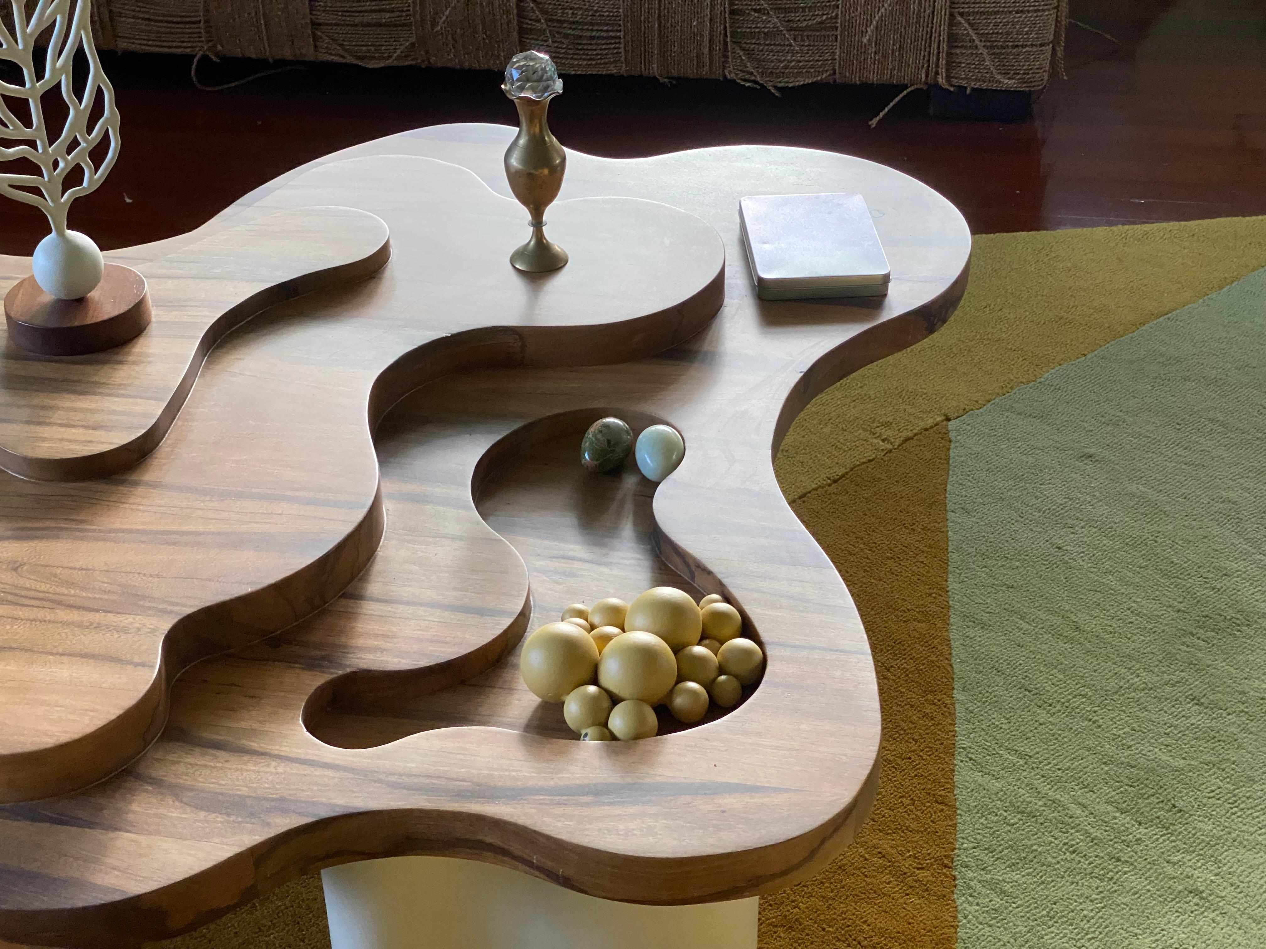 Post-Modern Herida Table - Tropical Depression, handmade Dragon wood and metal coffee table For Sale