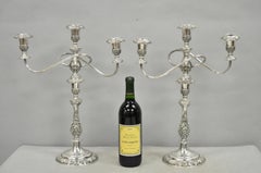 Heritage 1847 Rogers Bros 9416 Silver Plated 3 Arm Ornate Candelabra - a Pair